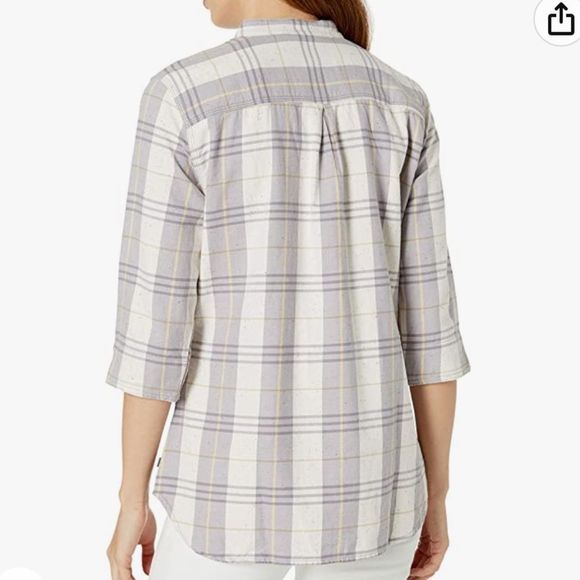 Carhartt Women's Relaxed Fit 3/4 Sleeve Plaid Shirt Gule Gray purple tan Large - Picture 3 of 12